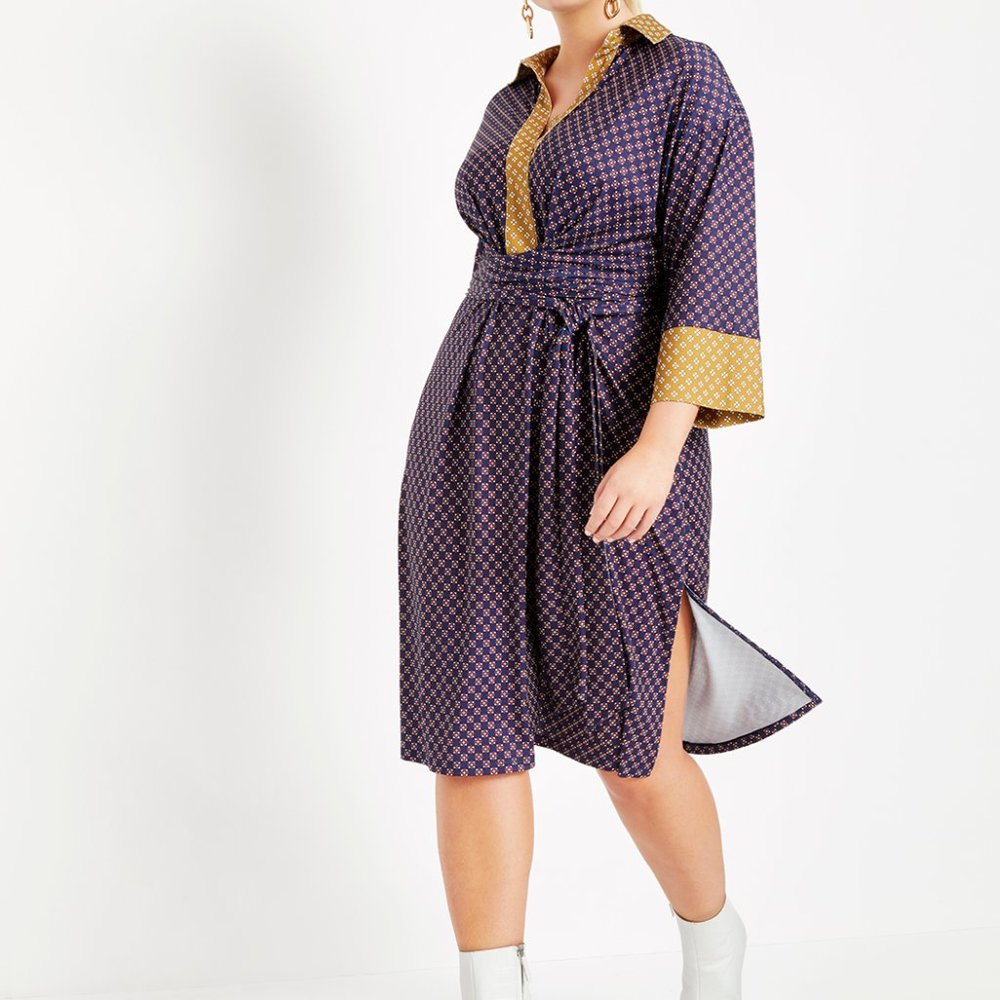 Eloquii Tie Waist Robe Dress
